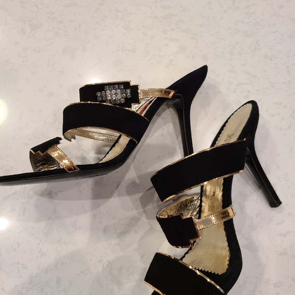 Italian Black and Gold bling heels - Picture 4 of 5